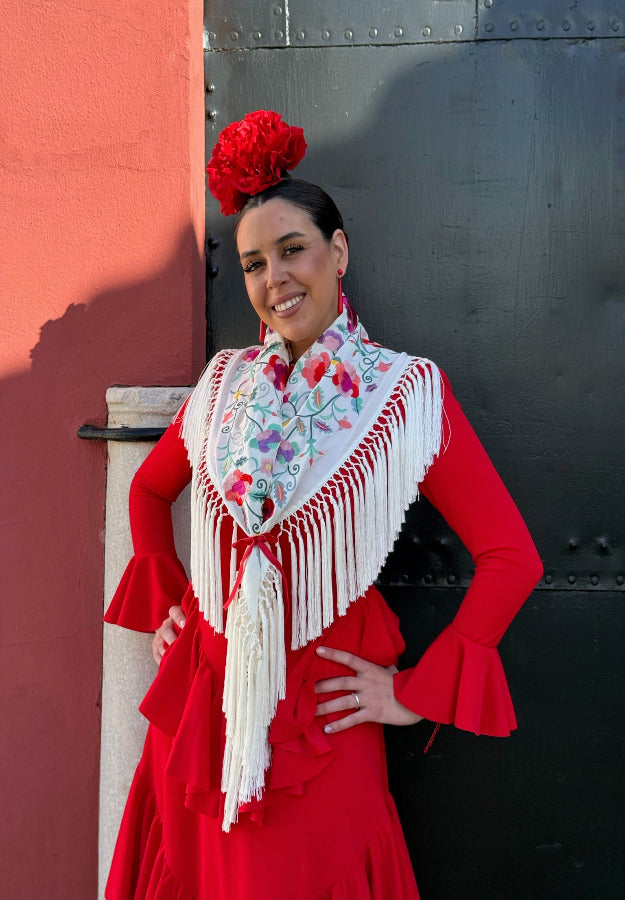 Mantón Carmen blanco roto