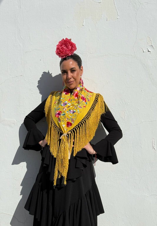 Mantón Carmen mostaza