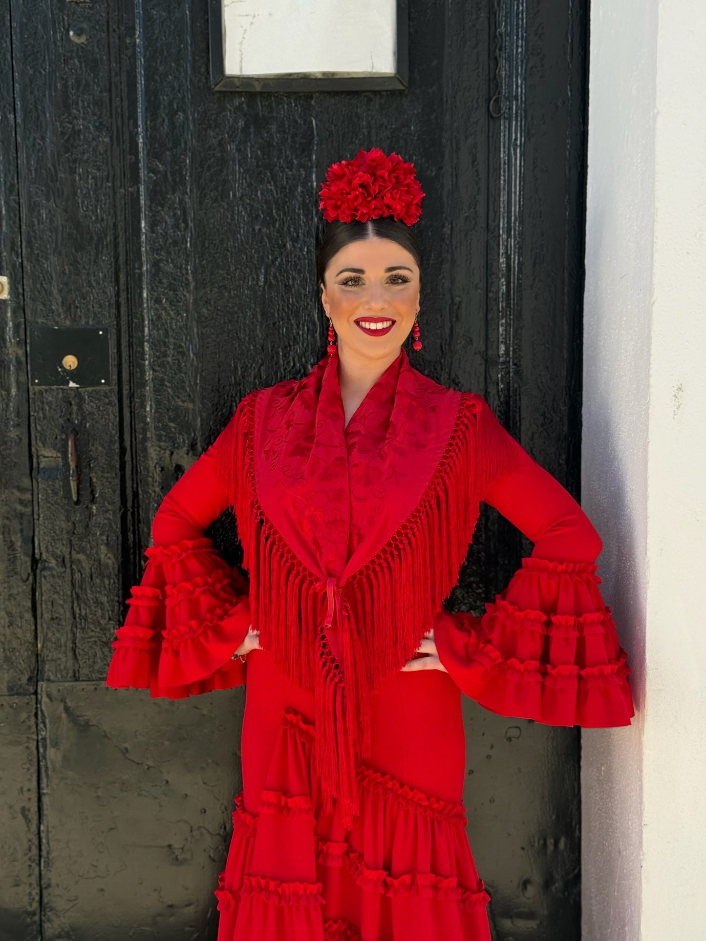 Mantón María al tono rojo