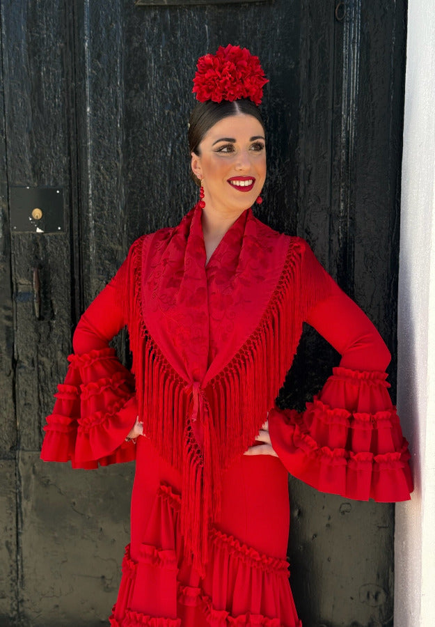 Mantón María al tono rojo
