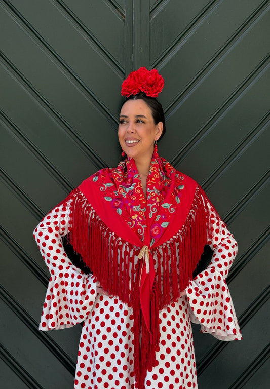 Mantón Jimena rojo
