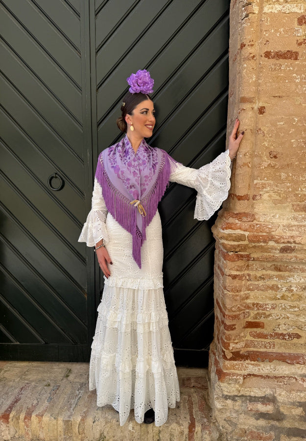 Traje flamenca perforado blanco