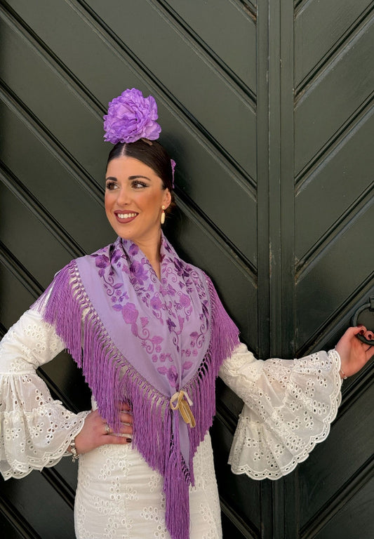 Mantón María al tono lila