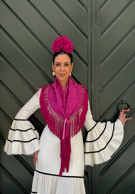 Mantón María al tono buganvilla