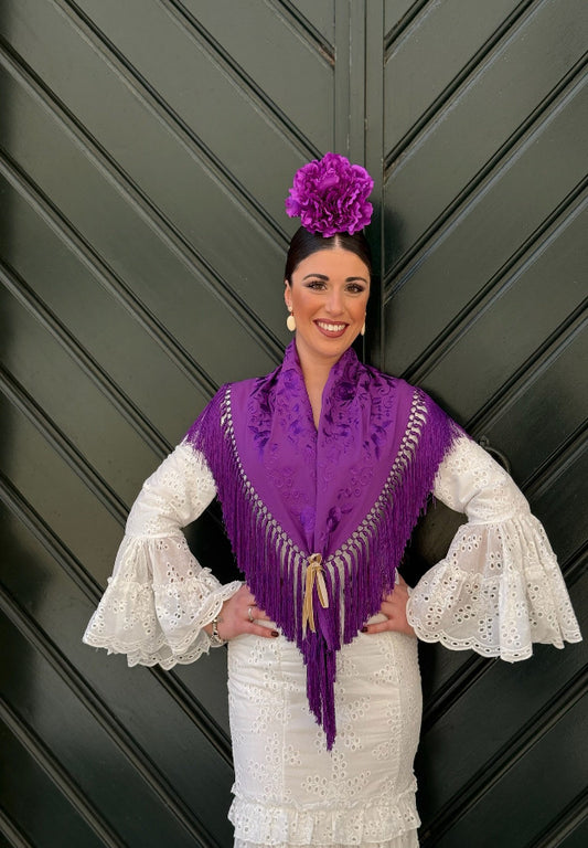 Mantón María al tono morado