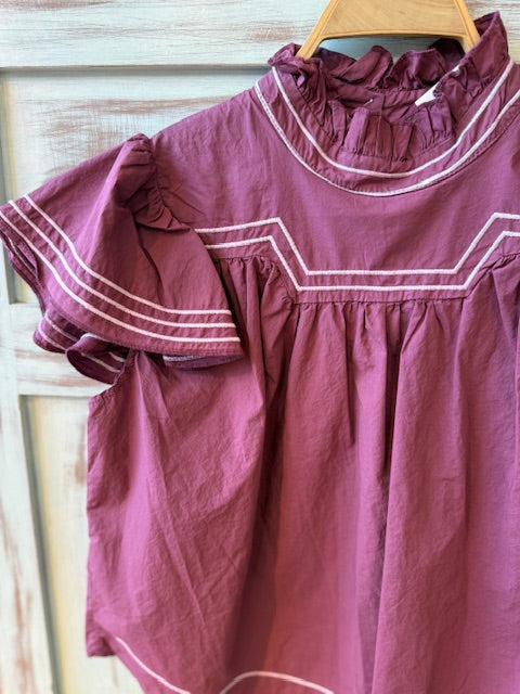 Camisa Bordada Burdeos