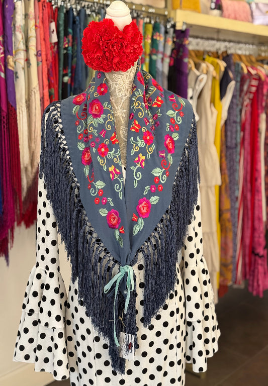 Mantón María azul ducado
