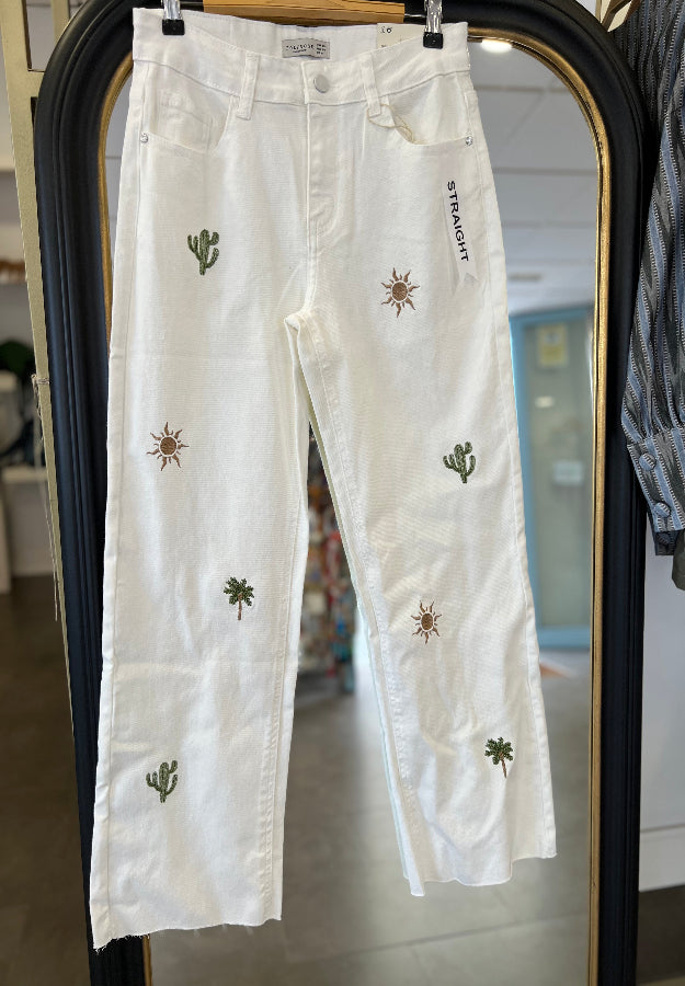 Pantalón beige dibujos