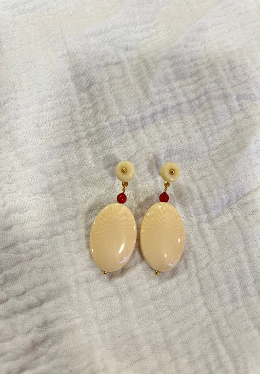 Pendiente Valeria Beige y Burdeos