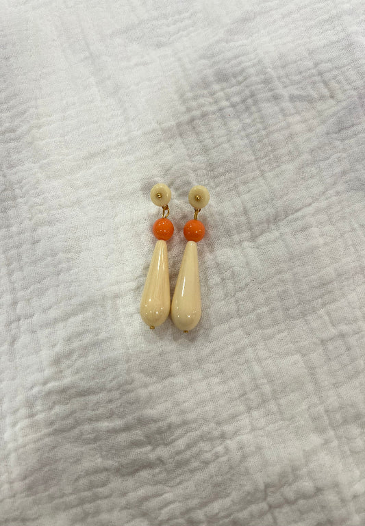 Pendiente Cristina Beige y Coral