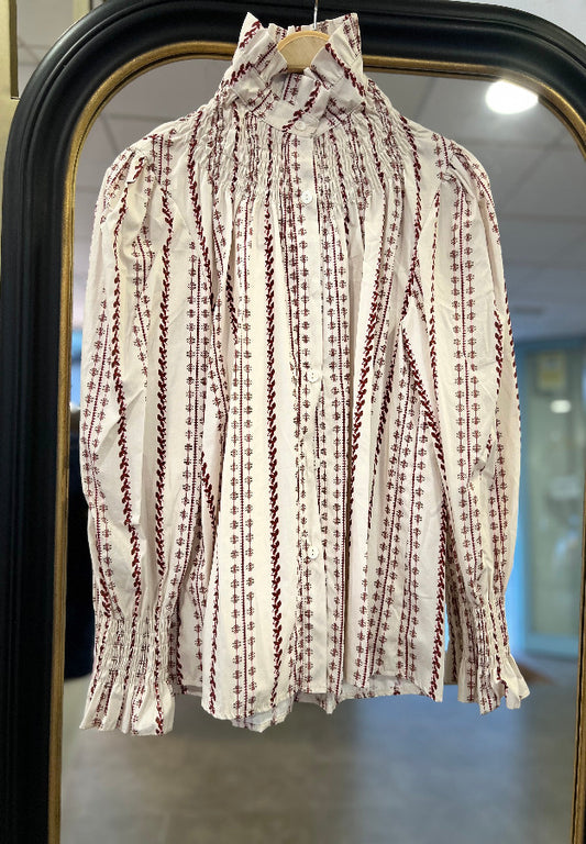 Blusa Angela Beige y Burdeos