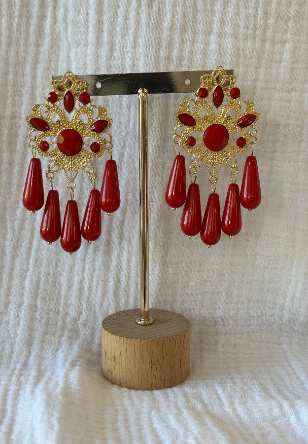 Pendiente feria rojo