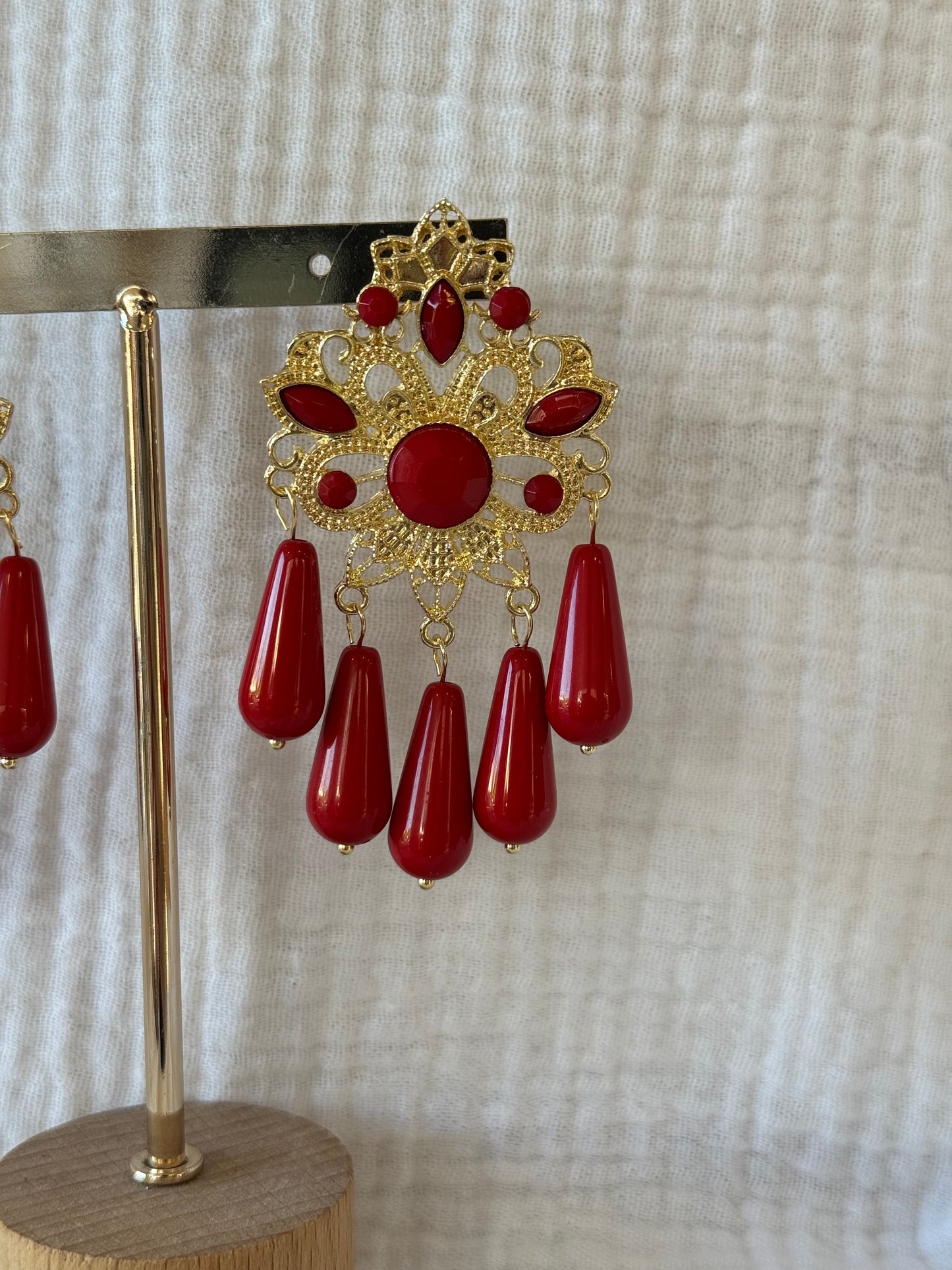 Pendiente feria rojo
