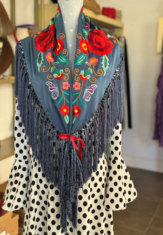 Mantón Celia azul ducado