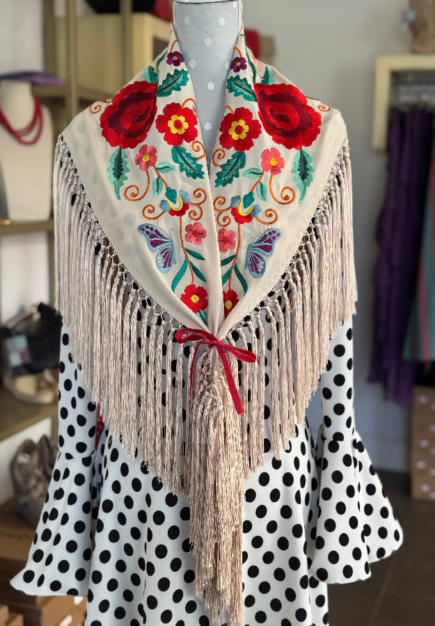 Mantón Celia beige