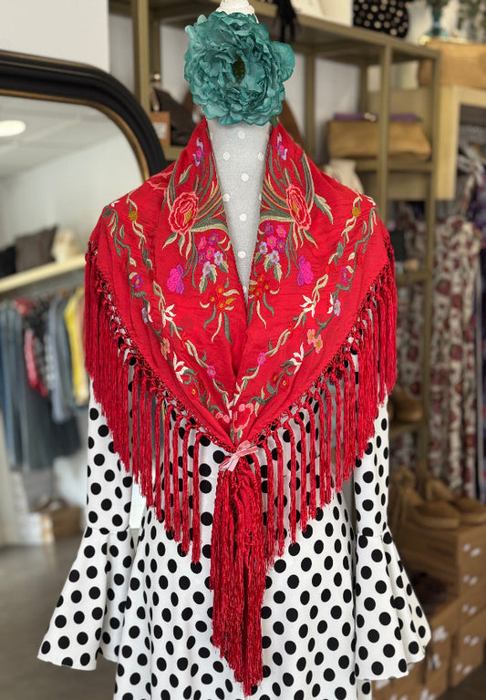Mantón Lucía Rojo