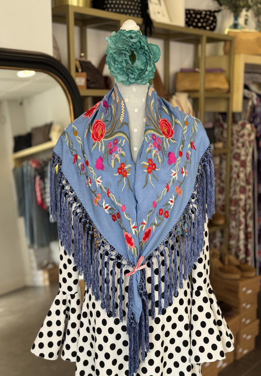 Mantón Lucía Azul Jabonoso