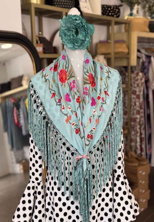 Mantón Lucia Turquesa