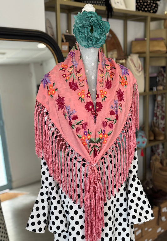 Mantón Laura Rosa Salmón