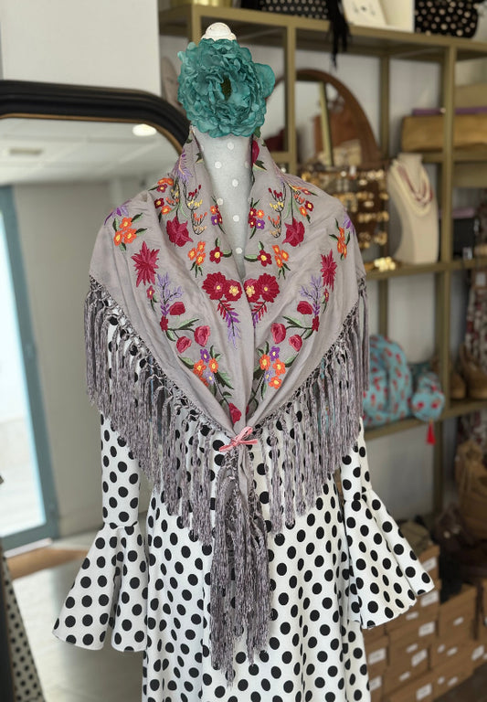 Mantón Laura Gris Perla