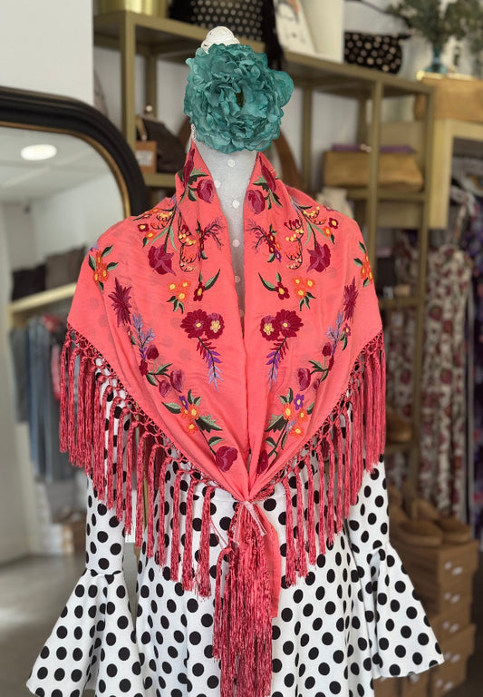 Mantón Laura Coral