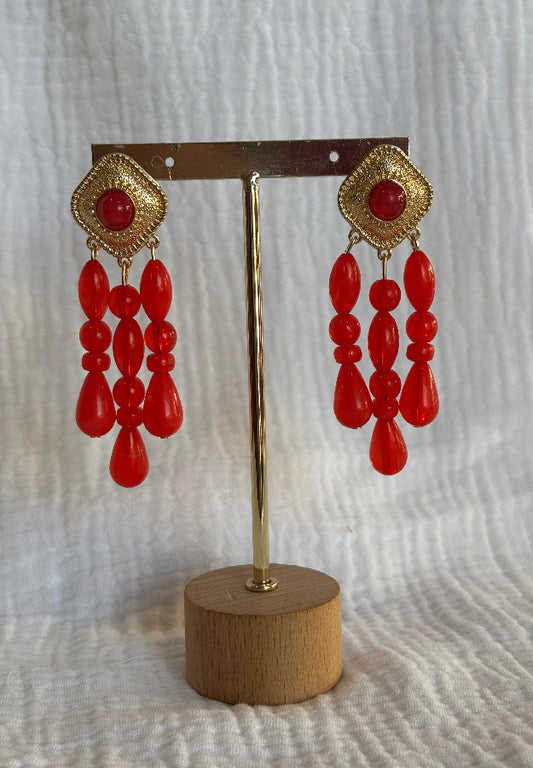 Pendiente Alhambra coral