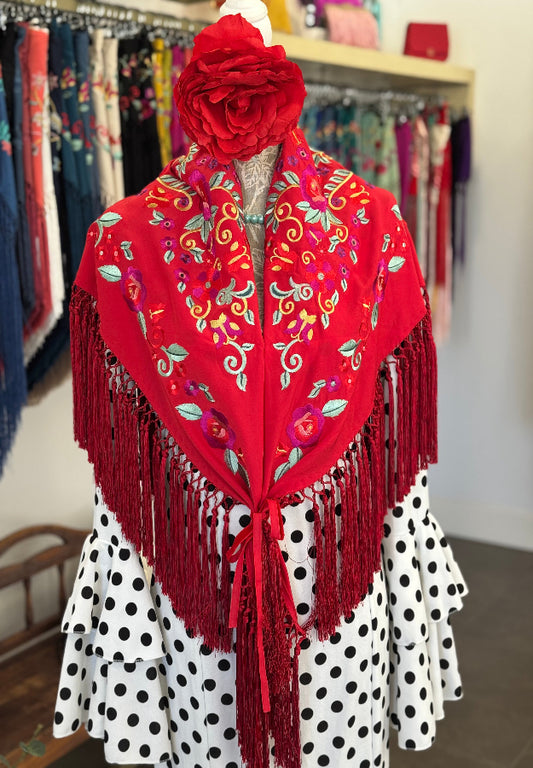 Mantón Jimena rojo