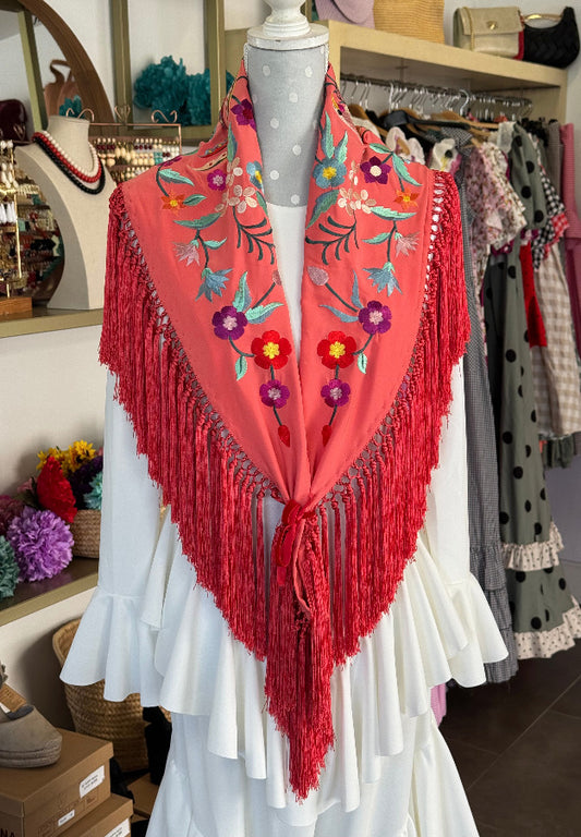 Mantón Martina coral
