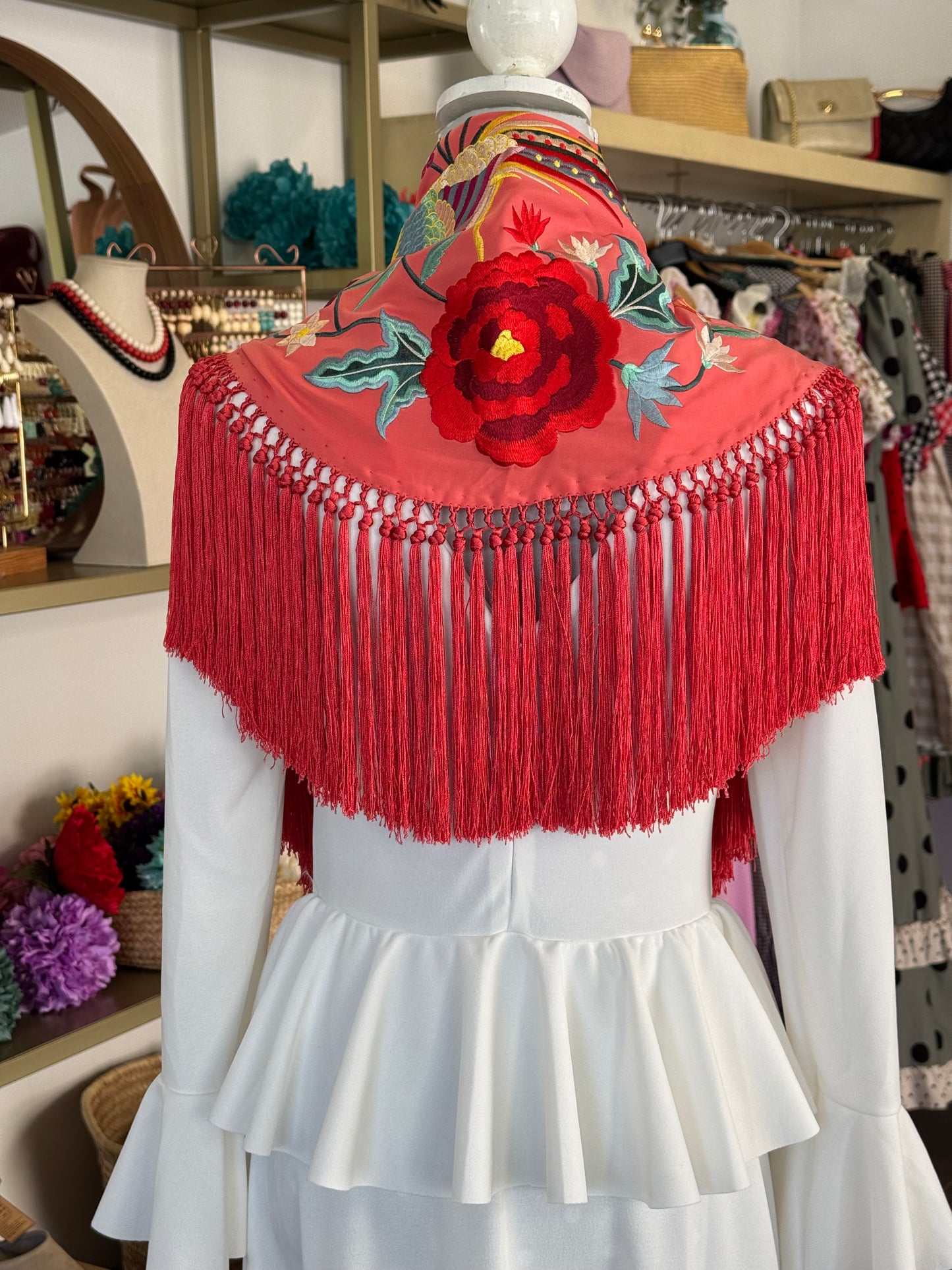 Mantón Martina coral