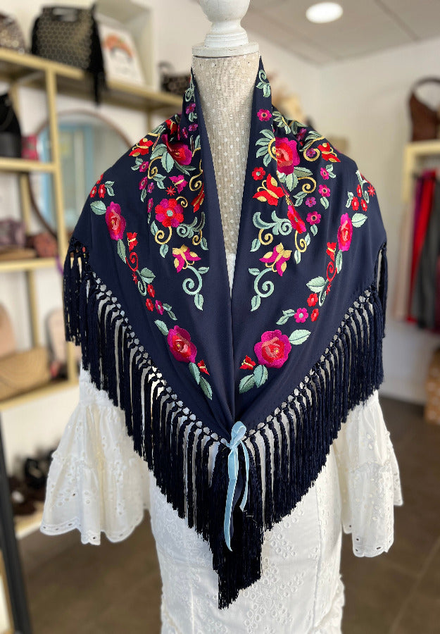 Mantón Jimena Azul Marino