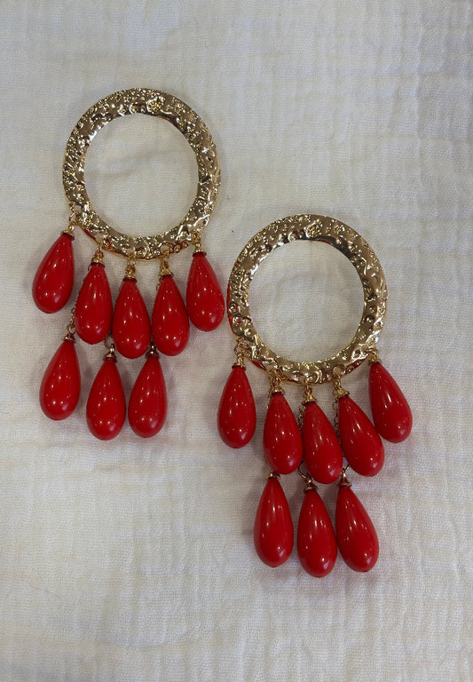 Pendiente lágrima rojo