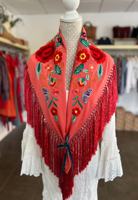 Mantón Celia Coral
