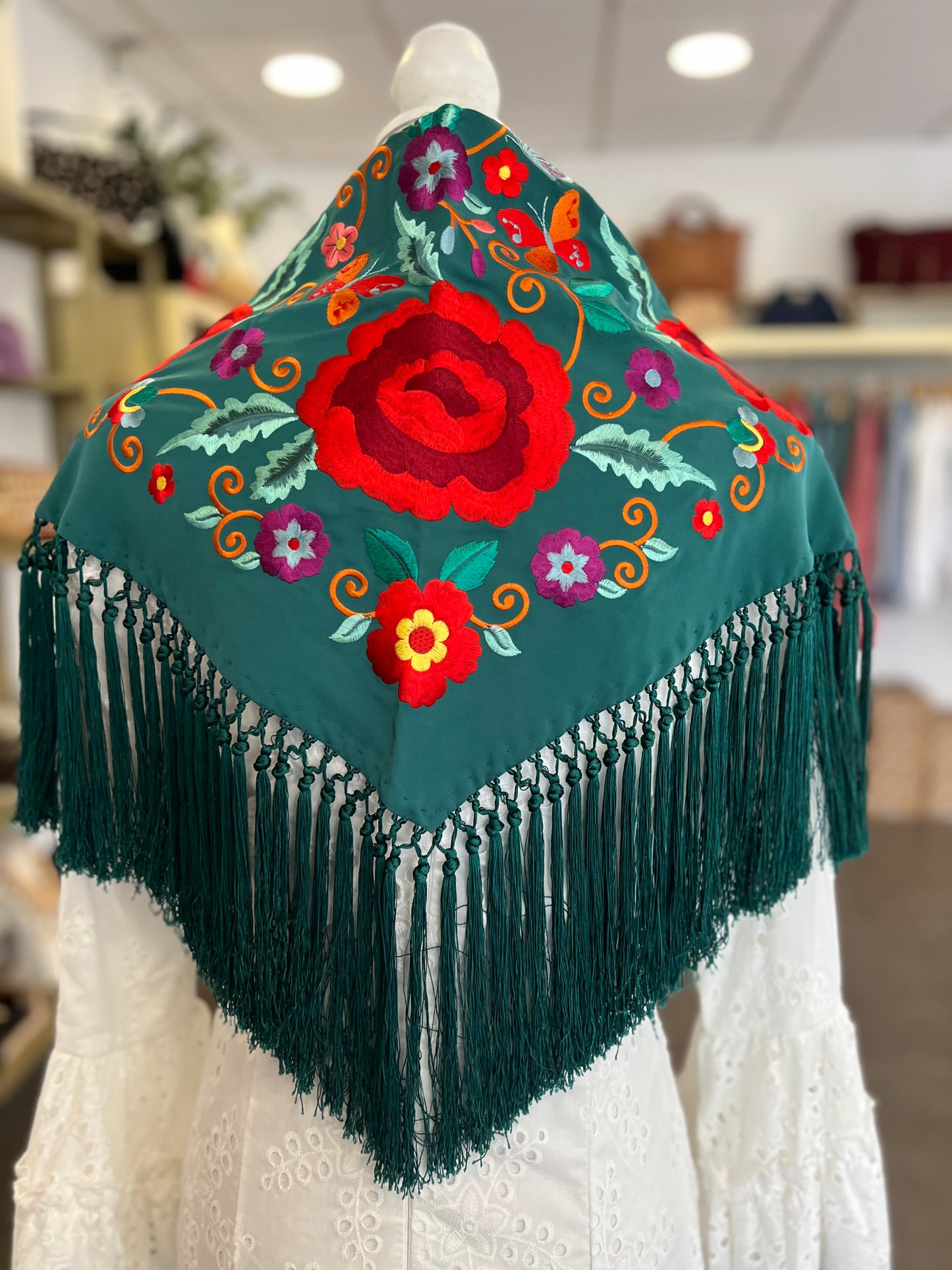 Mantón Celia Verde Oscuro