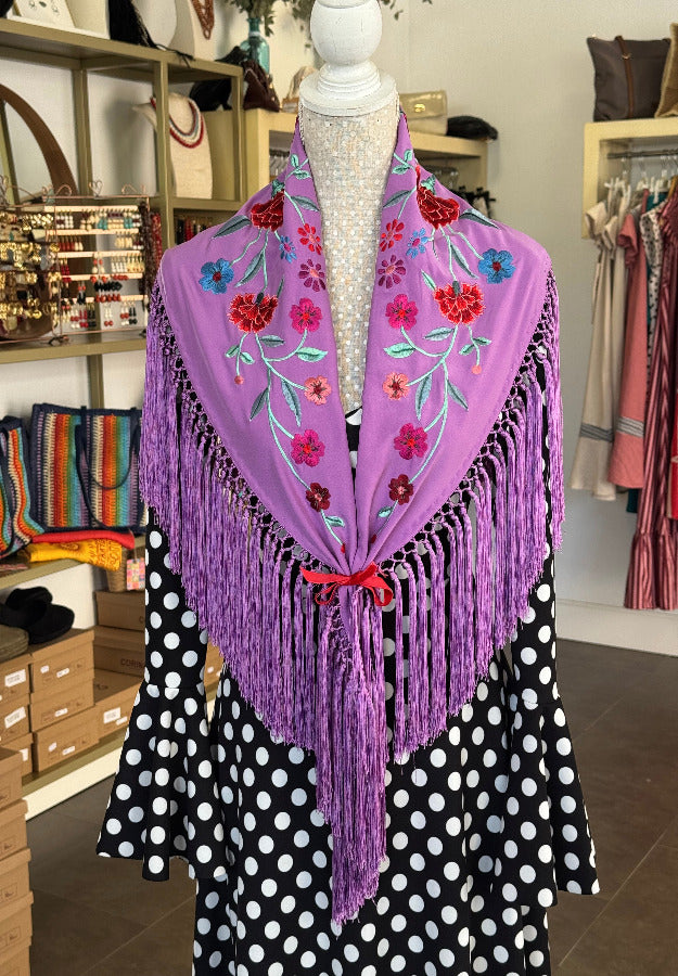 Mantón clavel lila