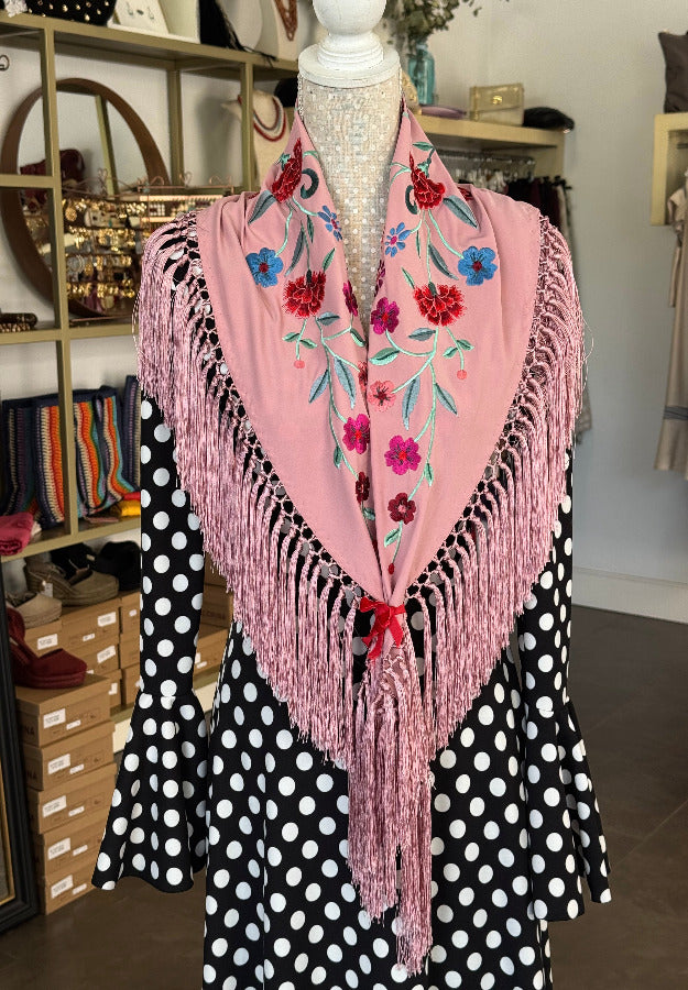 Mantón clavel rosa