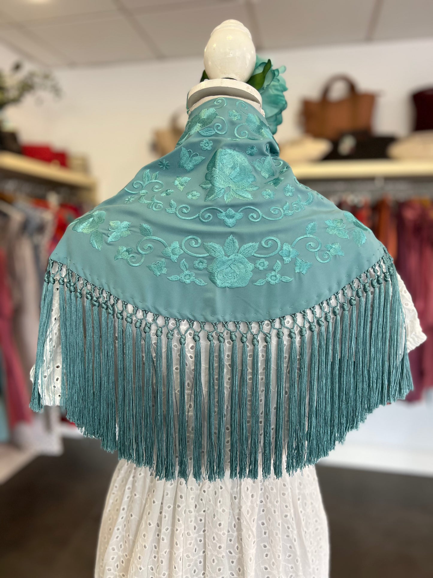 Mantón Al Tono Agua Marina