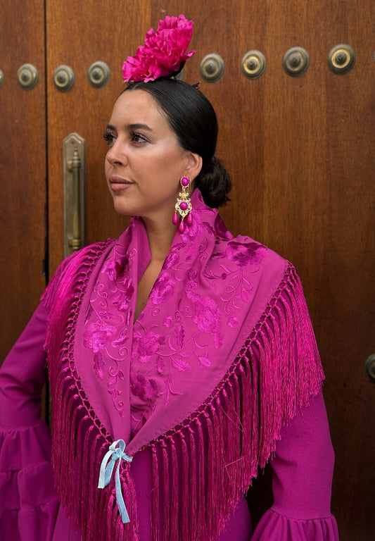 Mantón María al tono buganvilla