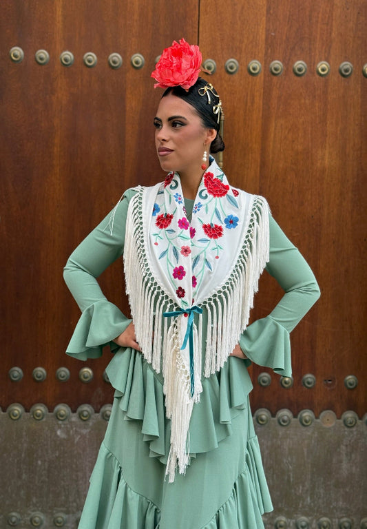 Mantón clavel blanco roto