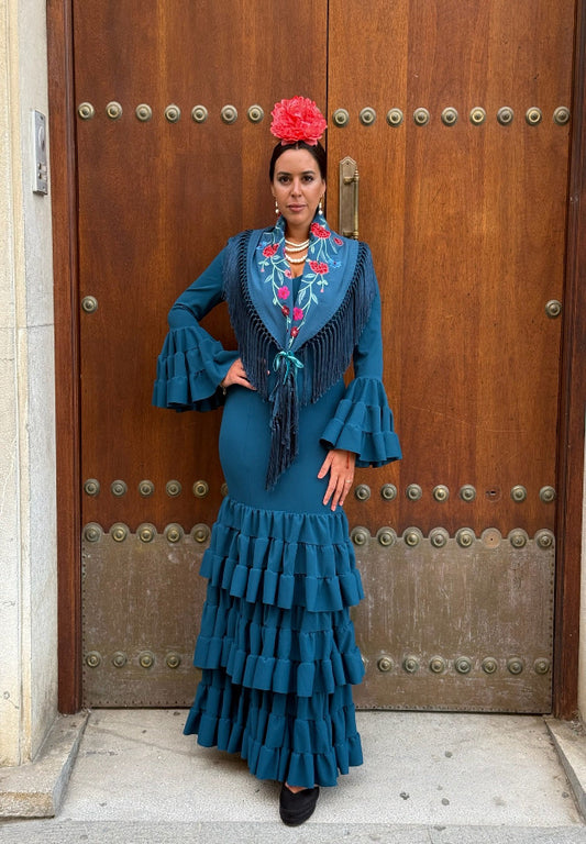 Traje Flamenca Pepa petróleo