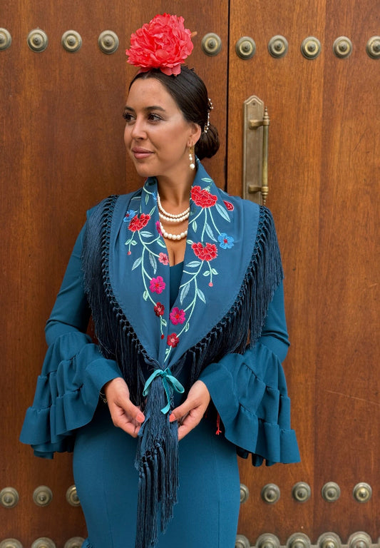 Mantón clavel petróleo