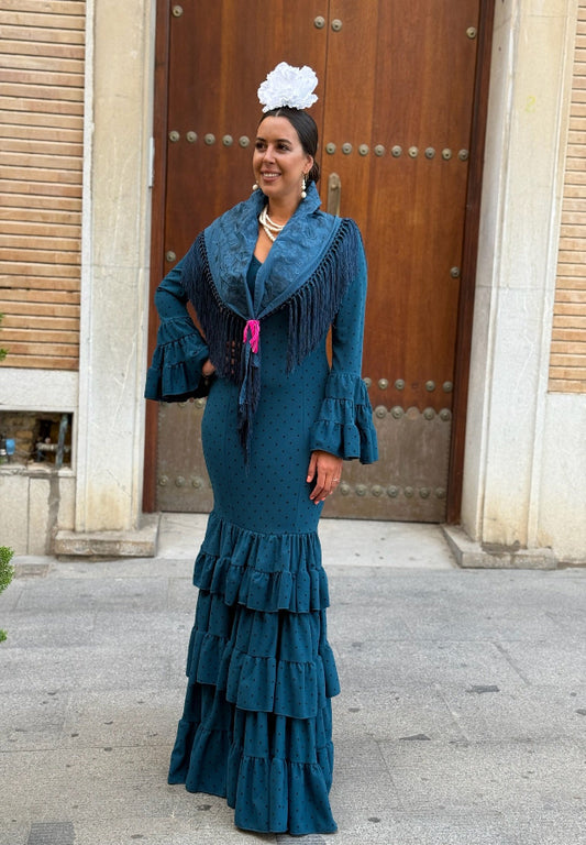 TRAJE FLAMENCA ROSARIO PETROLEO