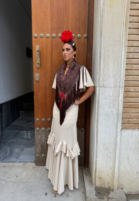 Traje Flamenca Triana Beige