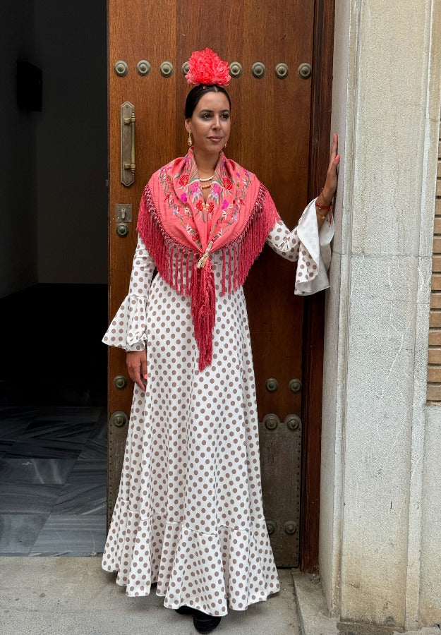 TRAJE FLAMENCA MACARENA BEIGE Y NUDE