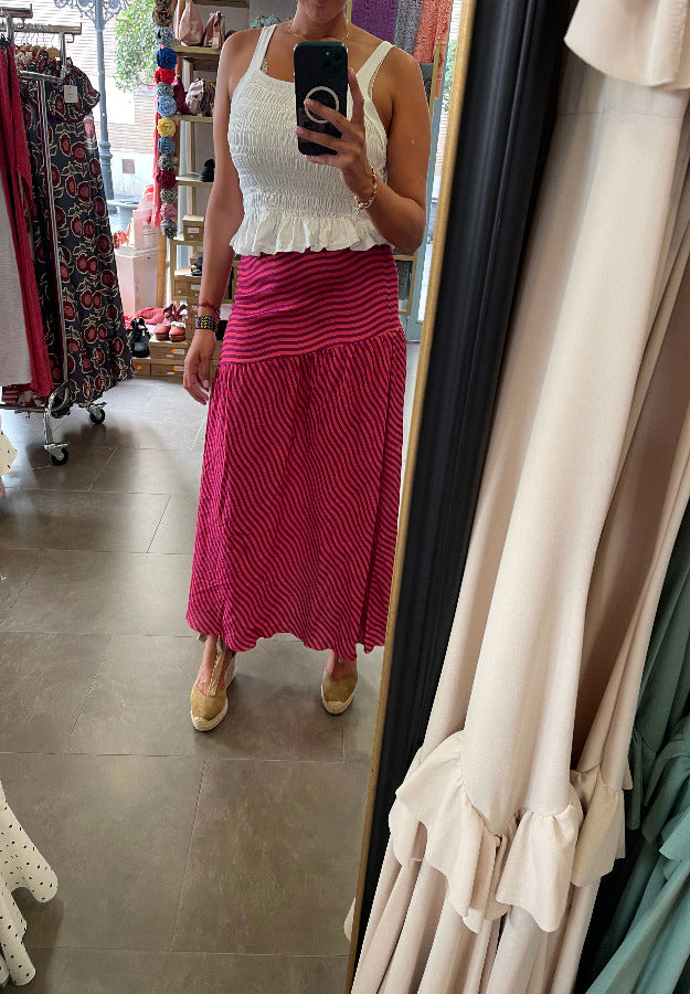 Falda Rayas Estrecha Rosa y Morada