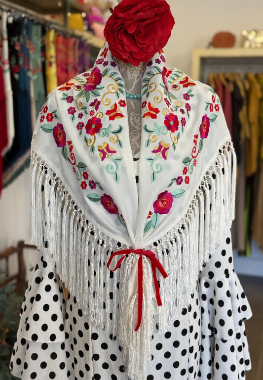 Mantón Jimena blanco roto