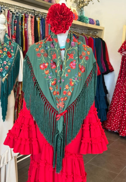 Mantón Almería Verde Oliva
