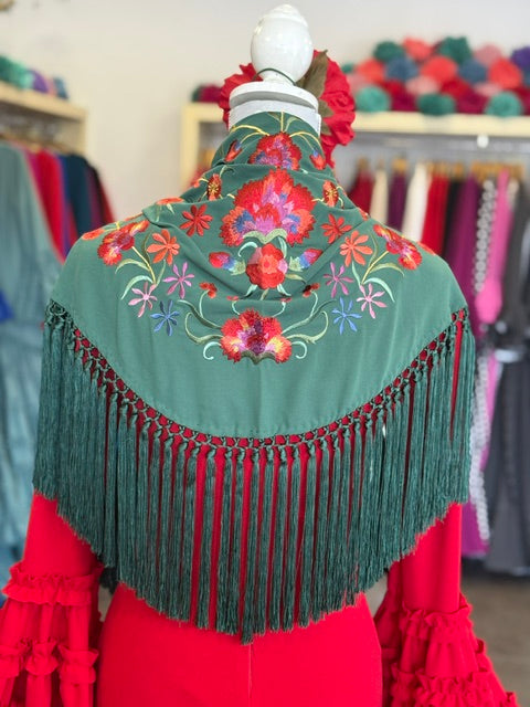 Mantón Almería Verde Oliva