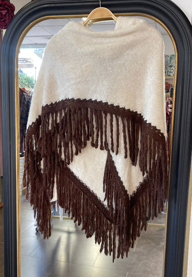 Poncho Beige y Marrón