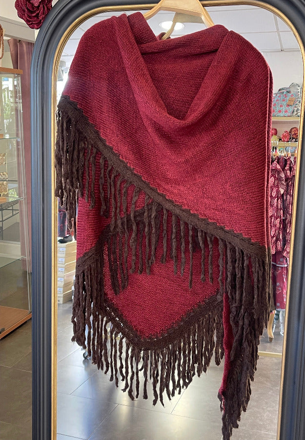 Poncho Burdeos y Marrón