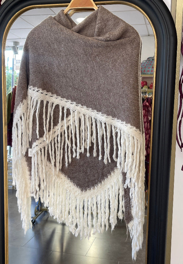 Poncho Marrón Claro y Beige